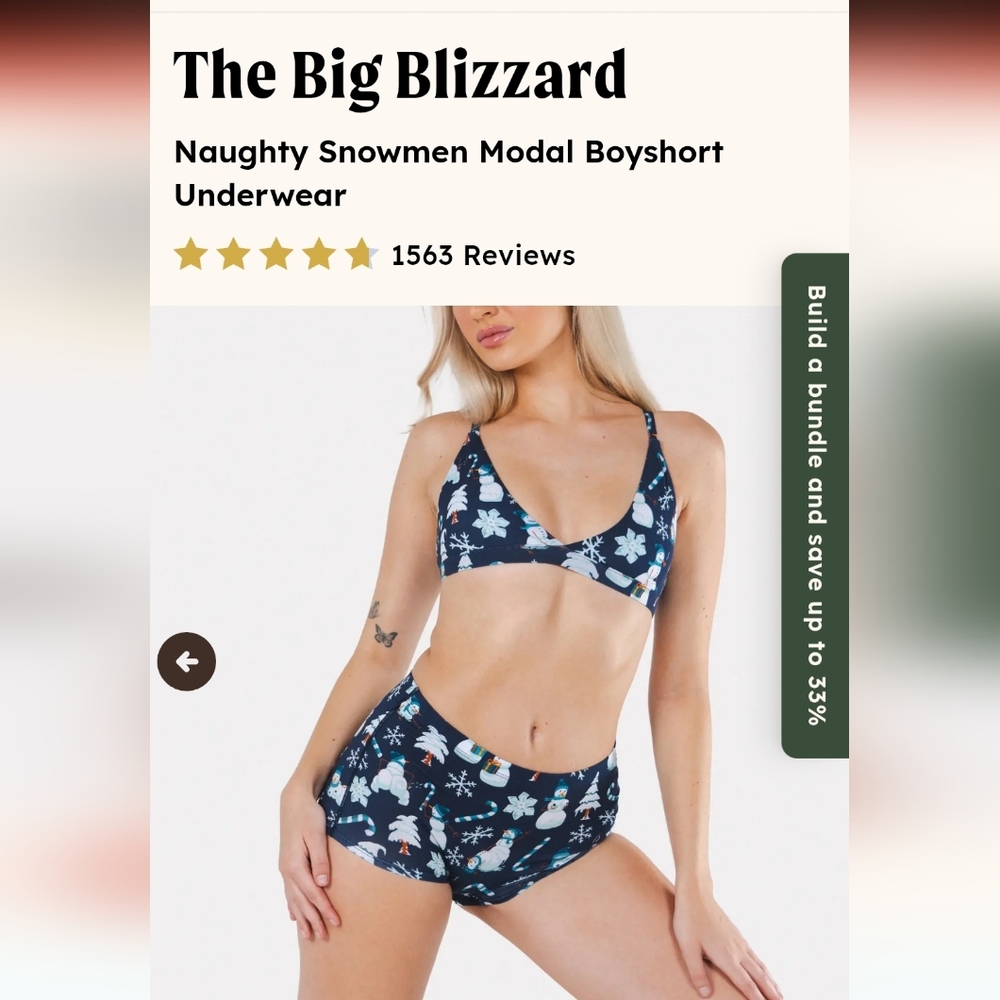 Shinesty Modal Boyshort Underwear The Big Blizzard Holiday Snowmen NWT Medium